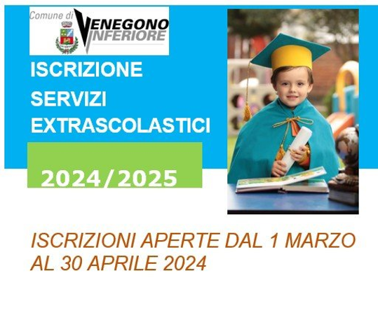 Iscrizione servizi extrascolastici a.s. 2024/2025 - dal 1 marzo al 30 aprile